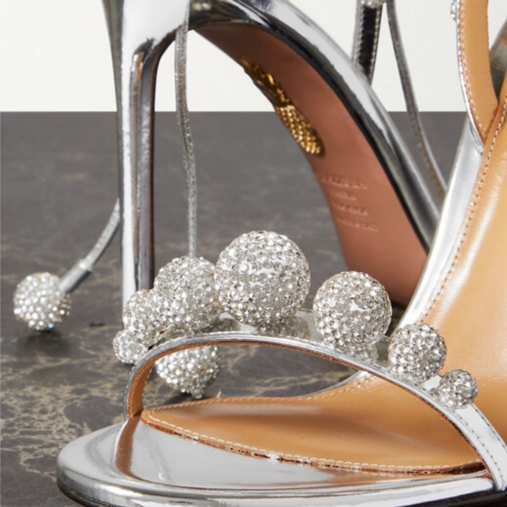 Aquazzura Silver Disco Ball Leather Stilettos / Heels US8 - Picture 5 of 16